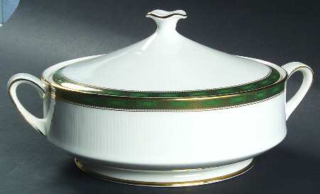 Elgin (Green & Gold) Round Covered Vegetable