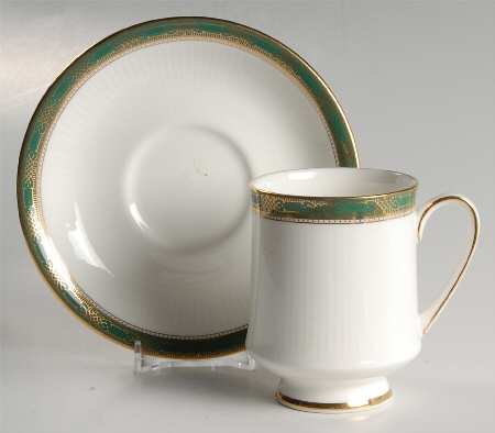 Elgin (Green & Gold) Footed Cup & Saucer Set