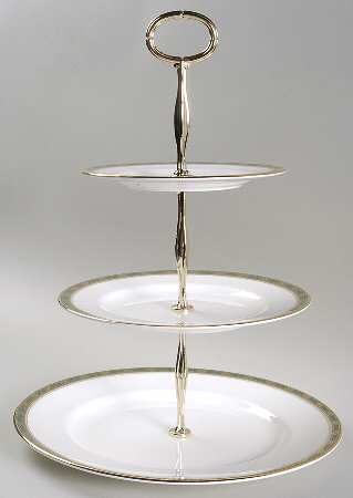 Elgin (Green & Gold) 3-Tiered Serving Tray (DP, SP, BB)