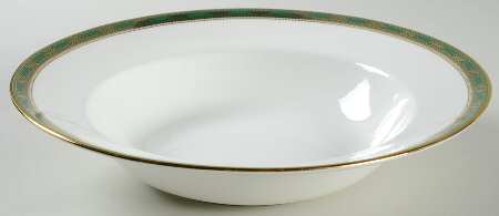 Elgin (Green & Gold) Large Rim Soup Bowl