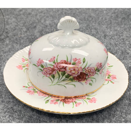 English Flowers (Flower Names On Back) Round Covered Butter