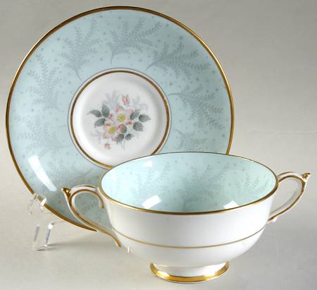 Ferndale Footed Cream Soup Bowl & Saucer Set