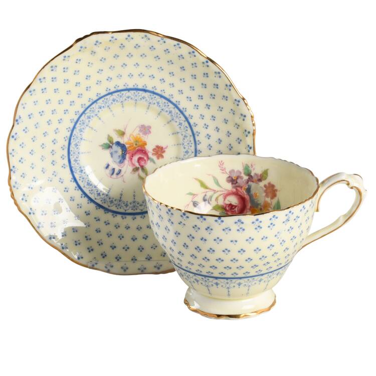 Fleur De Lis Footed Cup & Saucer Set
