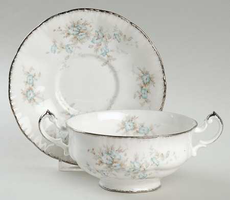 Fleurette Footed Cream Soup Bowl & Saucer Set