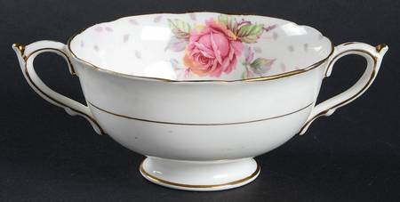 Golden Emblem (White) Footed Cream Soup Bowl