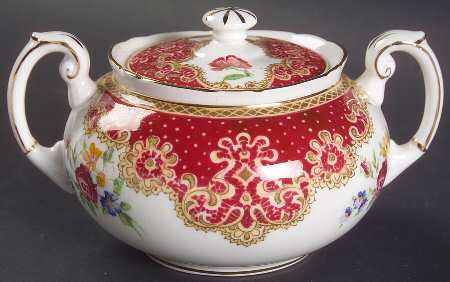 Honiton Red Sugar Bowl & Lid