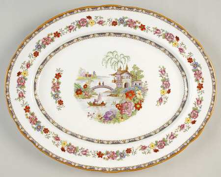 Manchu (Scalloped) 15" Oval Serving Platter