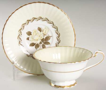 Melanie Rose Cream Footed Cup & Saucer Set