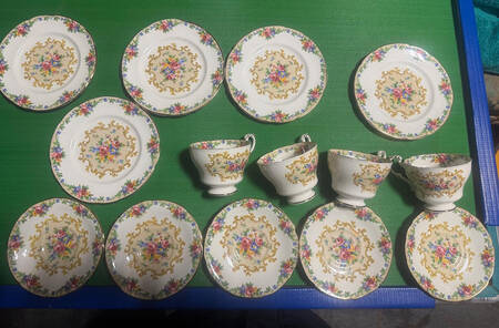 Minuet (White Background) Footed Cup & Saucer Set