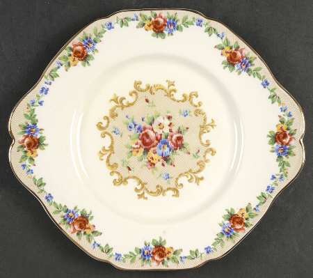Minuet (Cream Background) Handled Cake Plate