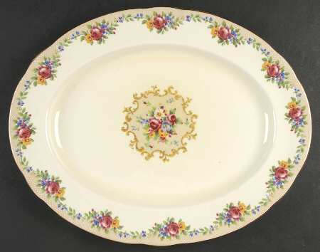 Minuet (Cream Background) 16" Oval Serving Platter
