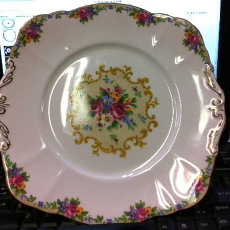Minuet (Cream Background) Square Handled Cake Plate
