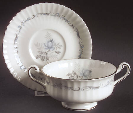 Morning Rose Footed Cream Soup Bowl & Saucer Set