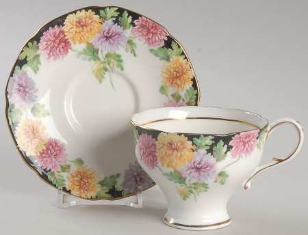 Mums Footed Demitasse Cup & Saucer Set