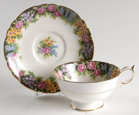 Old English Garden Footed Cup & Saucer Set