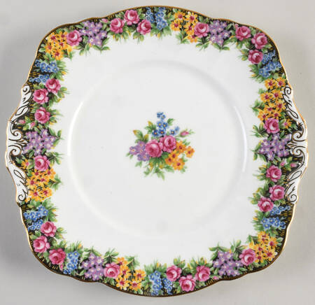 Old English Garden Handled Cake Plate
