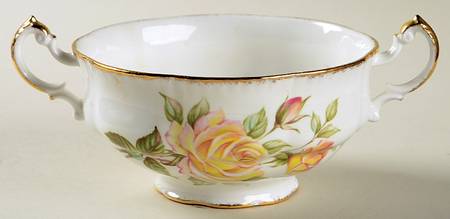 Peace Rose Footed Cream Soup Bowl