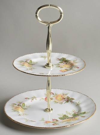 Peace Rose 2 Tiered Serving Tray (Dinner & Salad Plate)