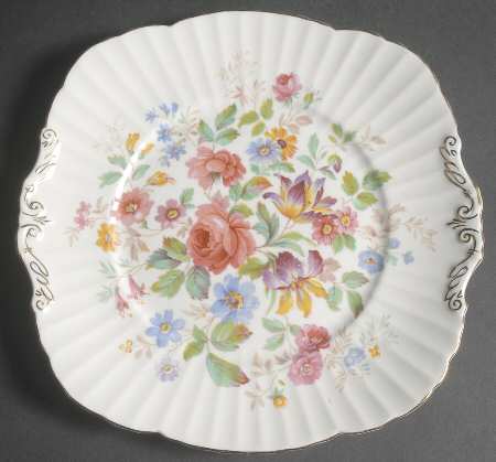 Queen's Garden Square Handled Cake Plate