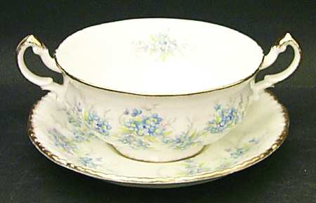 Remember Me Footed Cream Soup Bowl & Saucer Set