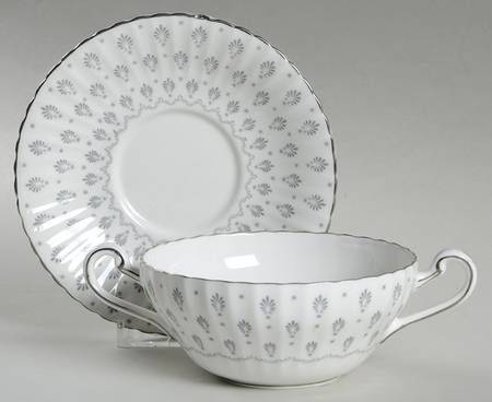 Regency Print Flat Cream Soup Bowl & Saucer Set