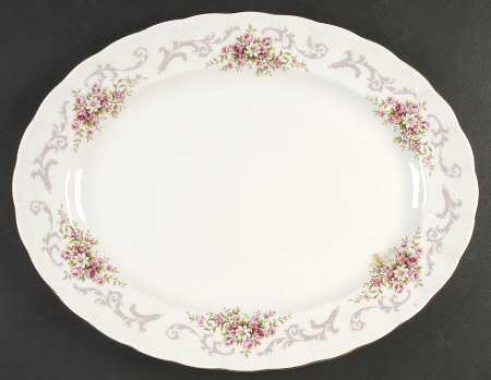 Rose Bouquet Pink 15" Oval Serving Platter