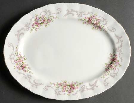 Rose Bouquet Pink 13" Oval Serving Platter