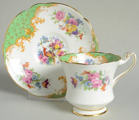 Rockingham Green Footed Demitasse Cup & Saucer Set