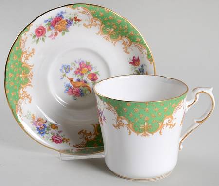 Rockingham Green Flat Cup & Saucer Set
