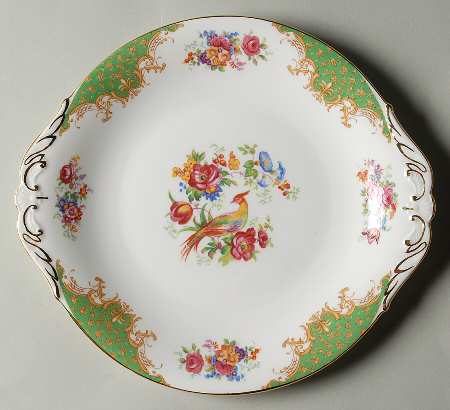 Rockingham Green Handled Cake Plate