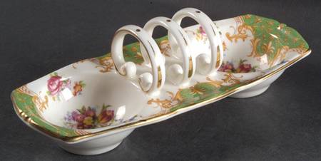 Rockingham Green 2 Slice Toast Server W/2 Jam Sections