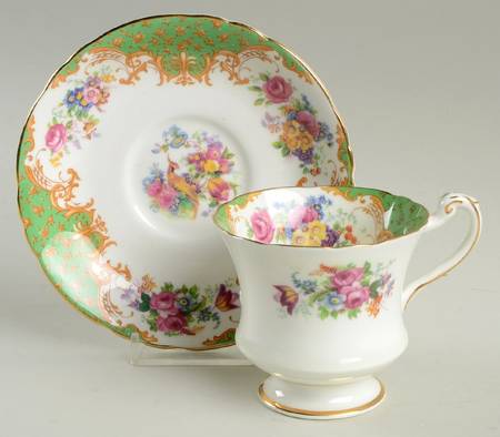 Rockingham Green Footed Demitasse Cup & Saucer Set