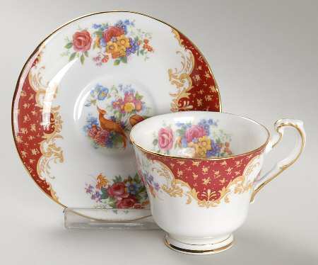 Rockingham Red Footed Demitasse Cup & Saucer Set