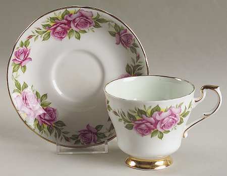 Six World Famous Roses (Older) Footed Cup & Saucer Set