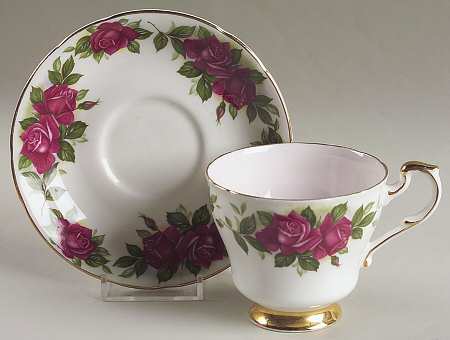 Six World Famous Roses (Older) Footed Cup & Saucer Set