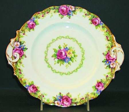 Tapestry Rose White Handled Cake Plate