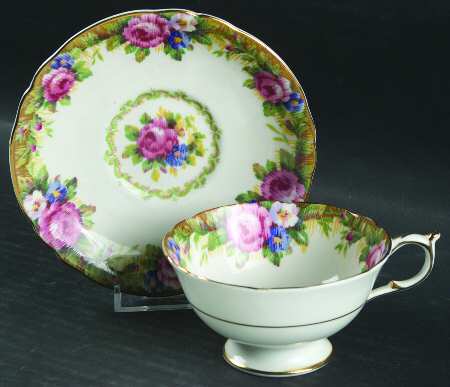 Tapestry Rose White Footed Cup & Saucer Set