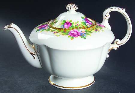 Tapestry Rose White Teapot & Lid