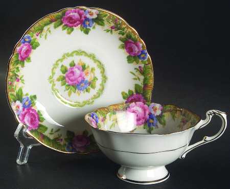 Tapestry Rose White Footed Cup & Saucer Set