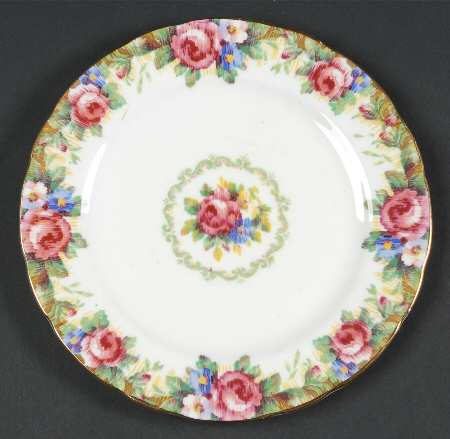 Tapestry Rose White Dessert/Pie Plate