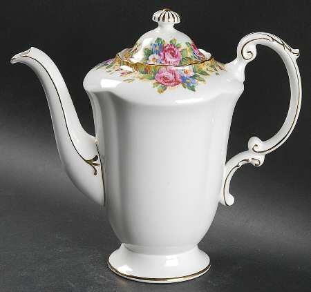 Tapestry Rose White Coffee Pot & Lid