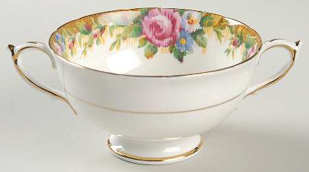 Tapestry Rose White Footed Cream Soup Bowl