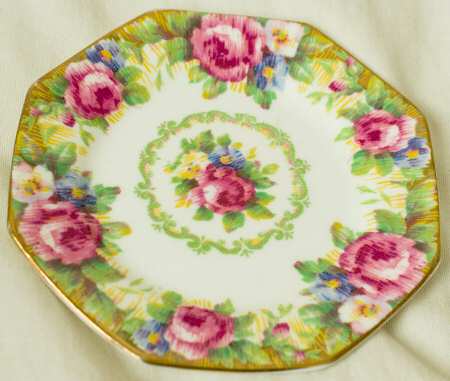 Tapestry Rose White Octagonal Bread & Butter Plate