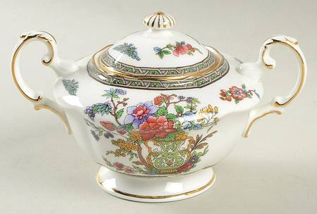 Tree of Kashmir (Gold Trim, Scalloped) Sugar Bowl & Lid