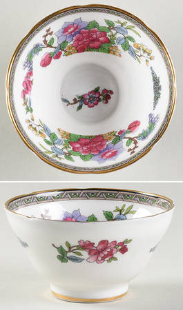 Tree of Kashmir (Gold Trim, Scalloped) Mini Open Sugar Bowl