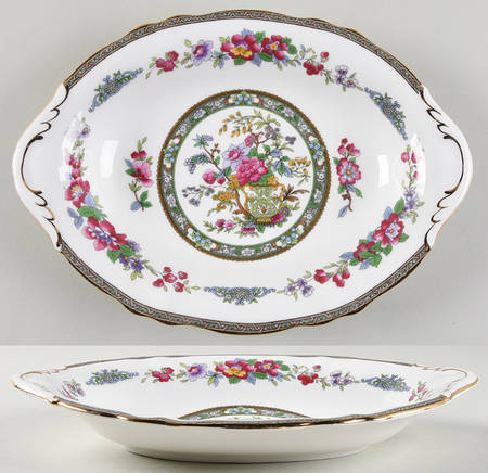 Tree of Kashmir (Gold Trim, Scalloped) Oval Supper Tray