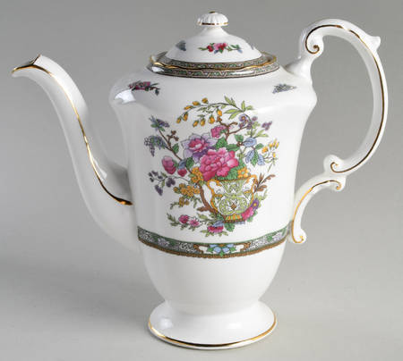 Tree of Kashmir (Gold Trim, Scalloped) Coffee Pot & Lid