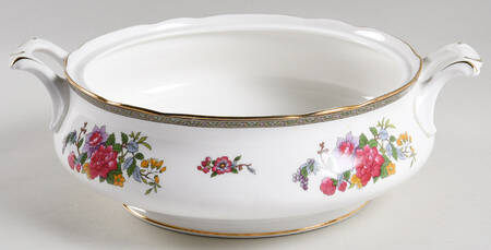 Tree of Kashmir (Gold Trim, Scalloped) Round Vegetable No Lid