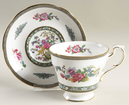 Tree of Kashmir (Gold Trim, Scalloped) Oversized Cup & Saucer Set