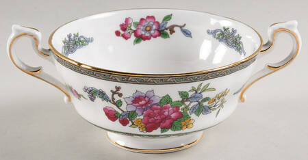 Tree of Kashmir (Gold Trim, Scalloped) Footed Cream Soup Bowl